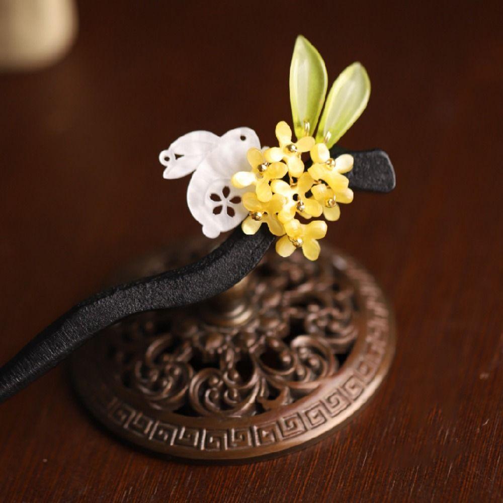 Vintage Flower Hairpin Flower Hairpin Fork Jewelry Accessories New Chinese Hair Stick  for Hanfu