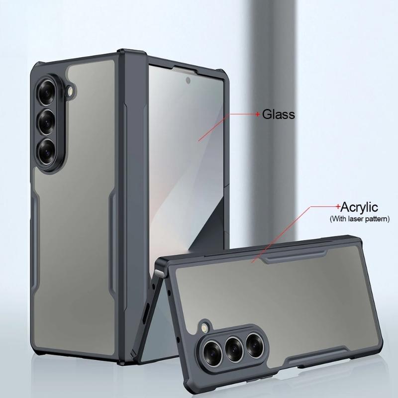 Foldable Case for Samsung Galaxy Z Fold 3 4 5 6 Fold 7 Airbag Shockproof Shell Glass&PC&TPU Protection Cover