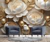 Wallpaper Gold Glamour Flowers 3D