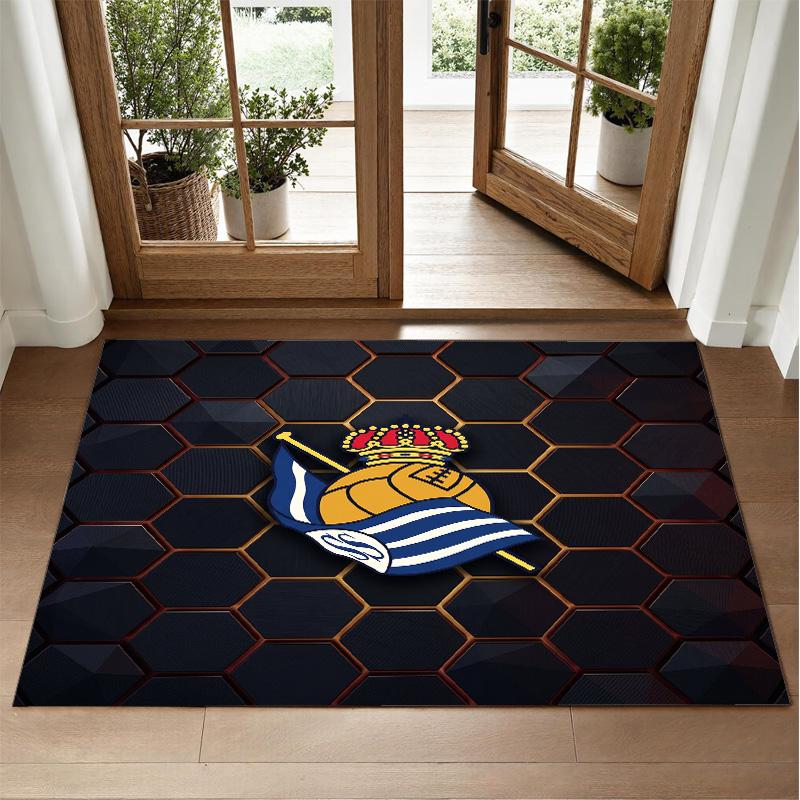 Real Sociedad FC Design Crystal Velvet Rug Soft Decorative Mat for Bedroom Entrance