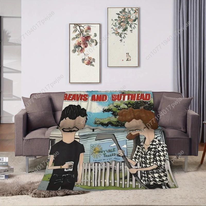 Beavis and Butthead Character Flannel Blanket Durable comfortable fabric for all seasons perfect for sofas beds Custom blankets