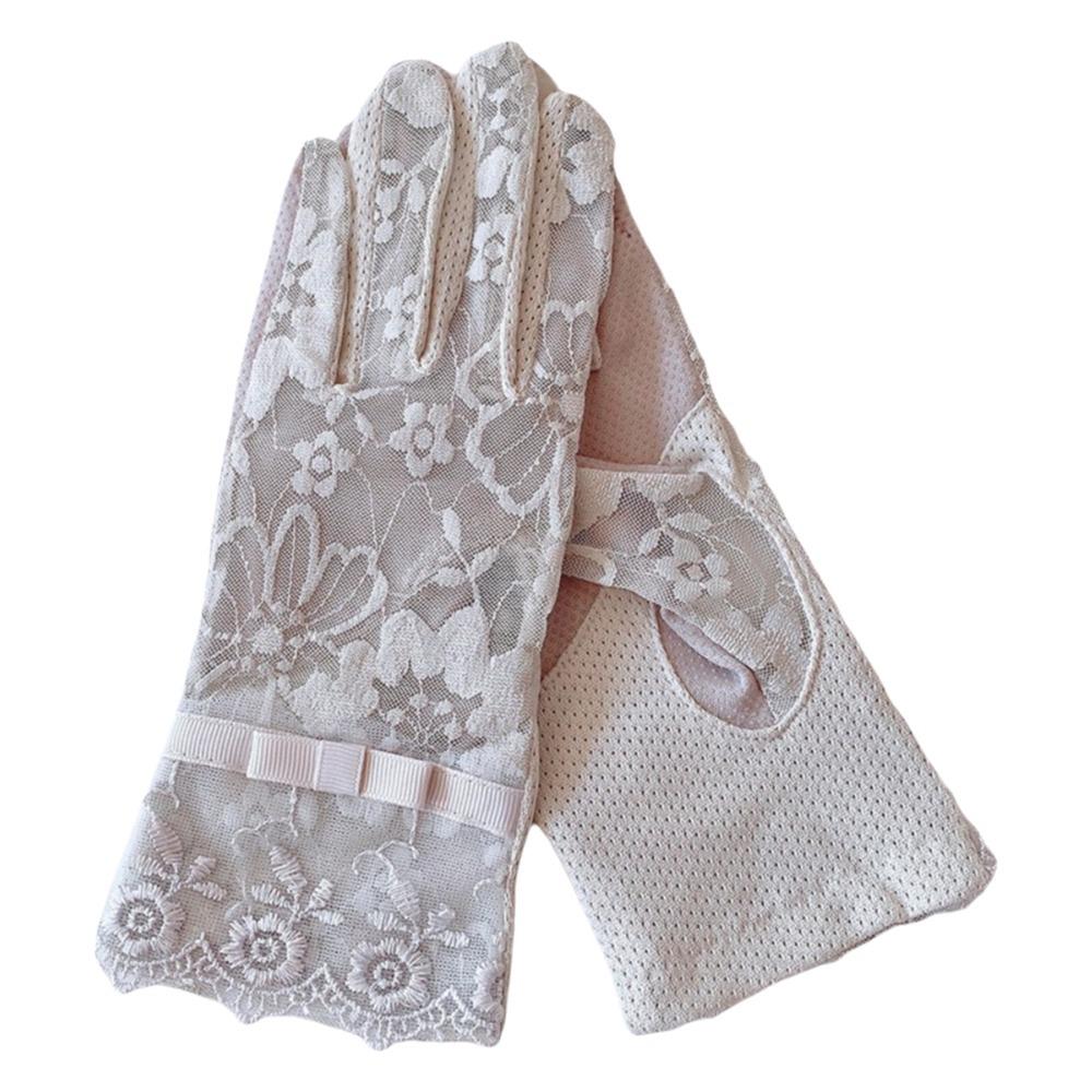 Full-finger Design Women Sun Protection Gloves Anti-skid Ice Silk Lace Gloves Outdoor Activities
