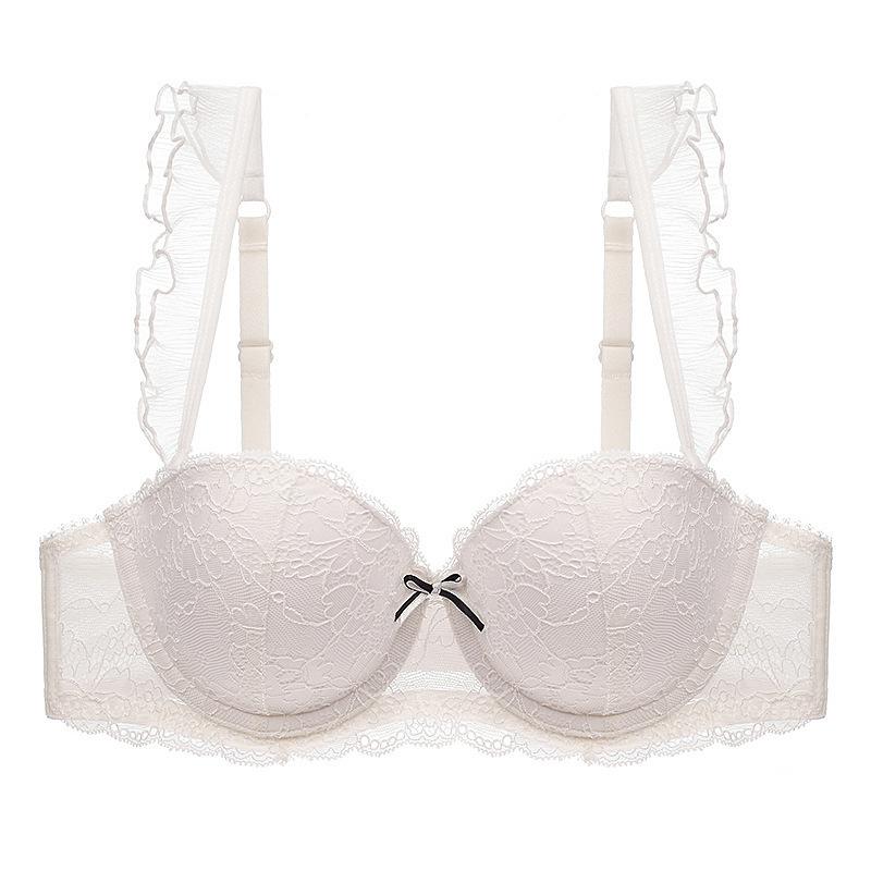 Popular French Cute Ruffle Lace Underwear Gathers Small Breasts and Shows Big Top Bras, Sexy Underwear Women