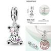Real Copper Princess Pink Bear Bead Blue Rose Red Bears Pendant Charms Fit Bracelet Neckalce Diy Bithday Gift