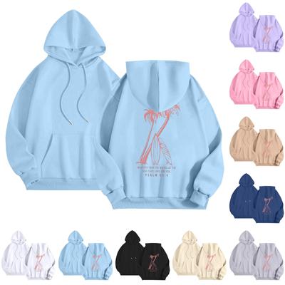 Женская модная толстовка с длинным рукавом, принтом букв, капюшоном, завязками, большим карманом, толстовка сверху