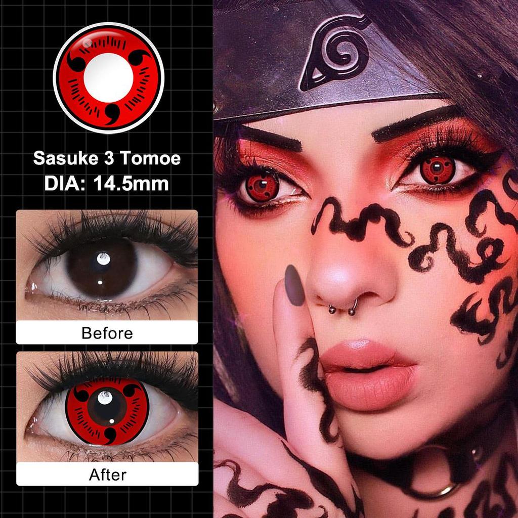 Crazy Lenses Magister Контактные линзы для Хэллоуина Красные контактные линзы для косплея Аксессуары для аниме Шаринган/Какаши Мангекё/Саске Гексаграмма