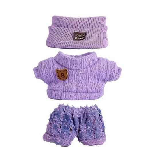17cm Doll Clothes 3-Piece Hat Sweater Pants Sets Handmade Baby Doll