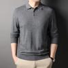 New Spring and Autumn Men's Long-sleeved T-shirt Knitted Bottoming Shirt Middle-aged Men's Wool Checkerboard Lapel Sweater