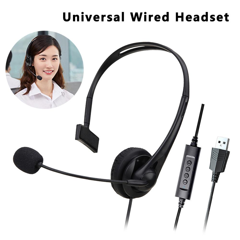 Usb Headset With Hd Microphone Multi-key Control 3.5mm Call Center Wired Business Headphone For Office Pc Laptop Computer