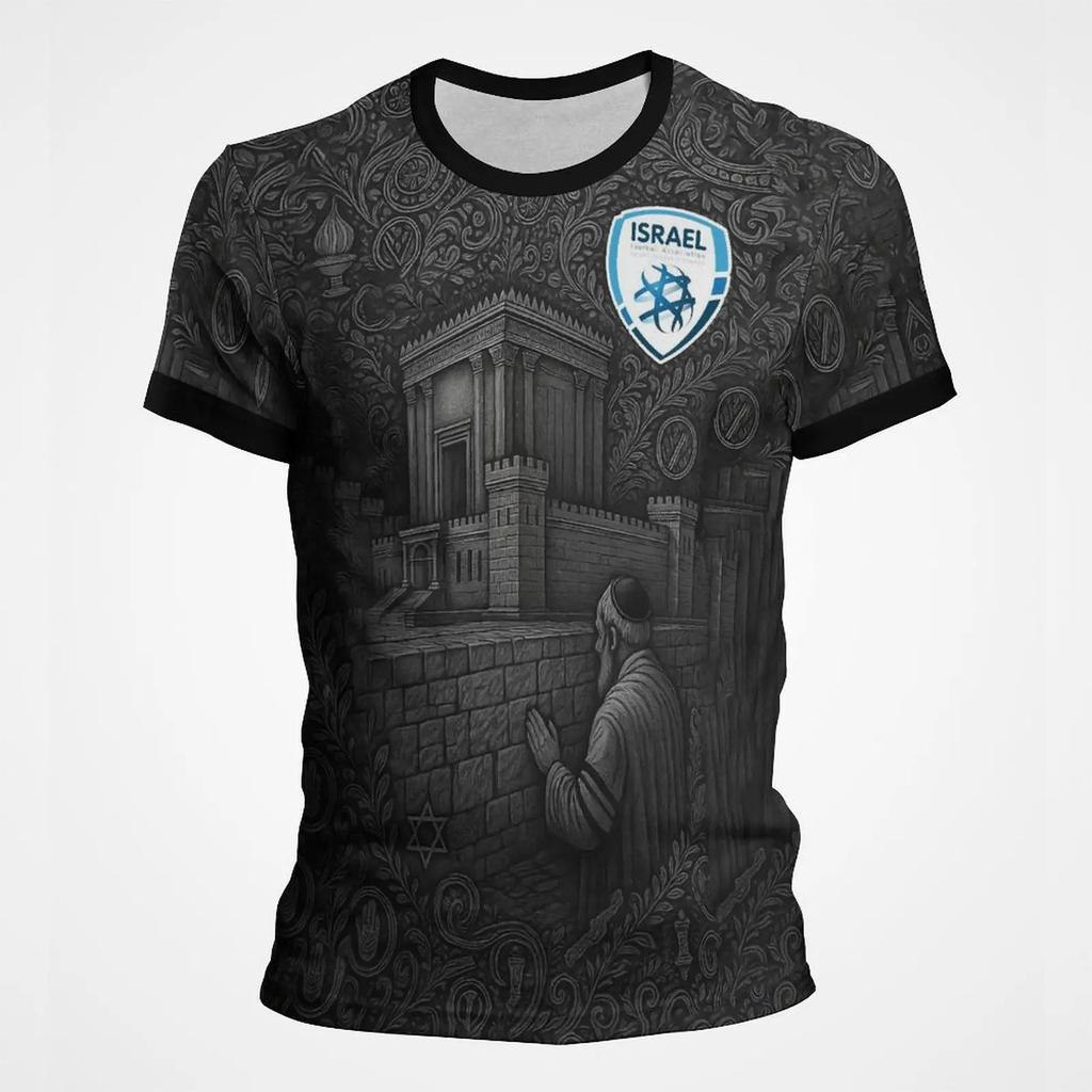 Летний тренд Футболки с 3D-принтом Израиля с коротким рукавом Крутая уличная одежда Спортивная футбольная майка Мужские футболки