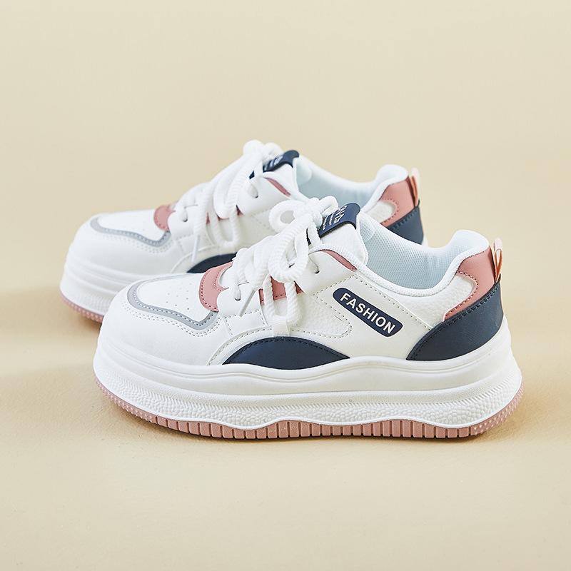 Весенняя белая обувь, новый стиль женских кроссовок на толстой подошве и высокой платформе, спортивная обувь, повседневная обувь