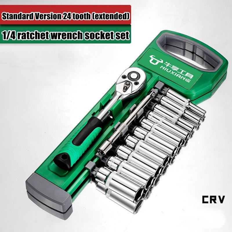 Drive Socket Set 1/4"-3/8"-1/2",CR-V Metric and Imperial Sockets with Quick-Release Ratchet Wrench,pro model 72 teeth, Sockets