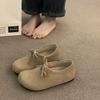 Модная женская обувь, весенняя новинка, замшевая обувь с круглым носком и глубоким вырезом, с бантом-бабочкой, противоскользящая, износостойкая, на плоской подошве