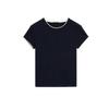 MD Summer New Product Women's Clothes Minimalist Style Cotton Rib Stitching Short round Neck Short Sleeve T-shirt Top 6234518