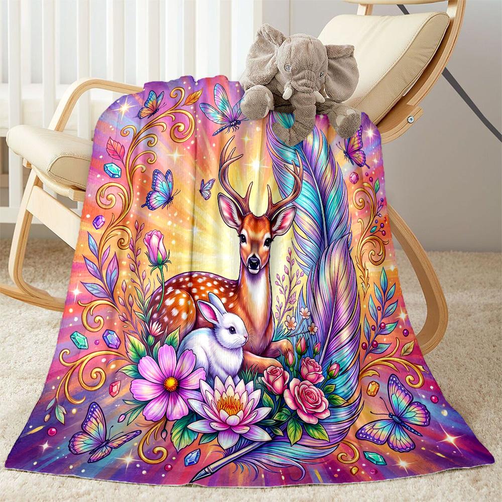 Magical Deer Fantasy Blanket,Suitable for sofas, offices, travel, living rooms, Gifts to relatives and friends, Blanket,Suitable for all seasons.
