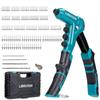 LIBRATON Hand Riveter Set with 200 Blind 4 Drill 4 Toolless Nose and Storage Case Rivets, Bits, Pieces,