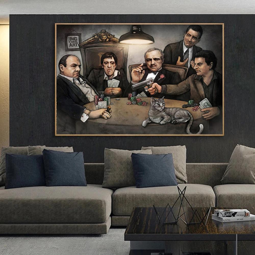 Классический фильм Гангстеры Крестный отец Плакаты и принты Современная фигура Картина на холсте Настенная картина для гостиной Домашний декор