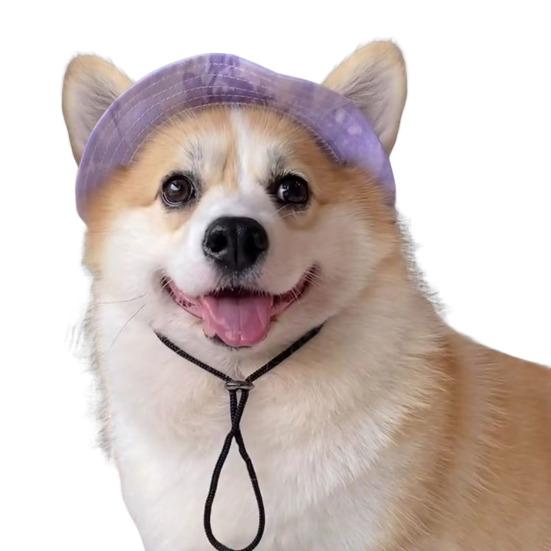 Corgi Sun Hat Pet Cap with Ear Holes Dog Sun Cap with Adjustable Neck Strap for Small And Medium Sized Pets Outdoor Sun Protection