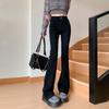 Womens High Waist Stretch Flared Jeans Slim Fit Mid-Rise Denim Pants Casual Korean Style