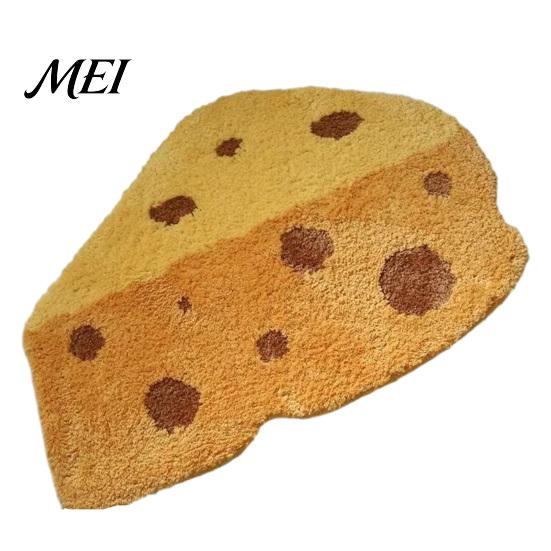 Decorative Home Floor Pad Croissant Bath Mat, Non-slip Absorbent Soft Bathroom Rug, Cheese Monstera Trendy Leaf Shaped Mat Machine Washable