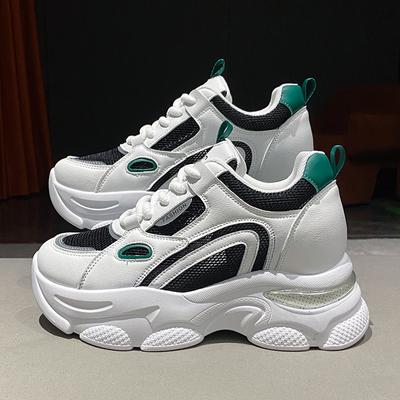 Разноцветные женские кроссовки на платформе, толстая подошва, дышащая сетчатая вулканизированная обувь, женская нескользящая повседневная прогулочная обувь на шнуровке