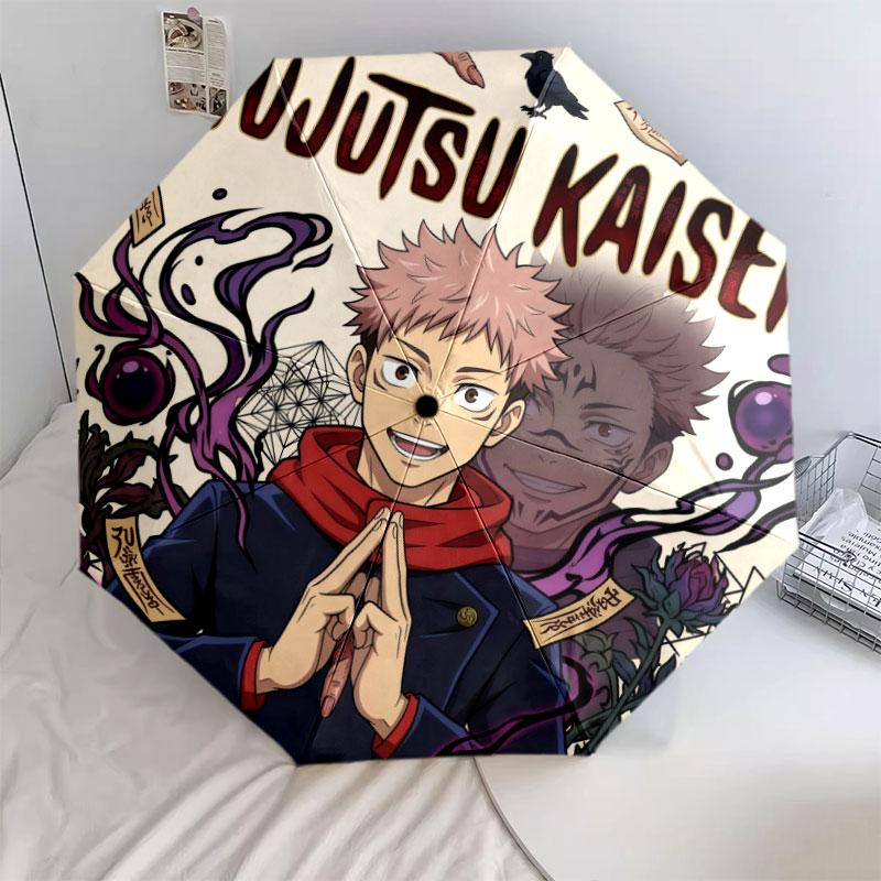 1 PC Automatic Folding Umbrella - Jujutsu Kaisen Pattern Portable Foldable Design With 8 Ribs Christmas Birthday Gifts
