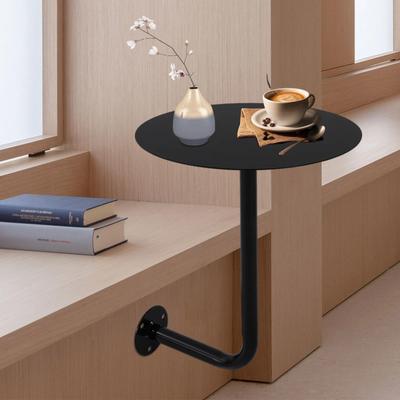 Настенный столик для кафе-бистро, 14-дюймовая круглая столешница из черного железа для небольших помещений, Экономит место на полу, Грузоподъемность 10 кг для кофейни