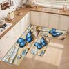 1 шт. Кухонные коврики против усталости, Водонепроницаемый нескользящий толстый амортизирующий кухонный коврик с принтом синих бабочек, Сверхпрочный комфортный коврик для стояния для кухни