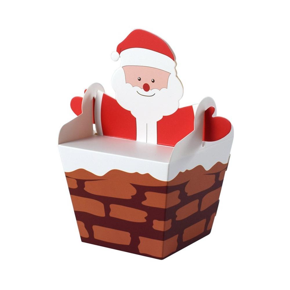 10pcs Paper Christmas Gift Boxes 3D Gift Packaging Bags New Snack Case for Cake Chocolate