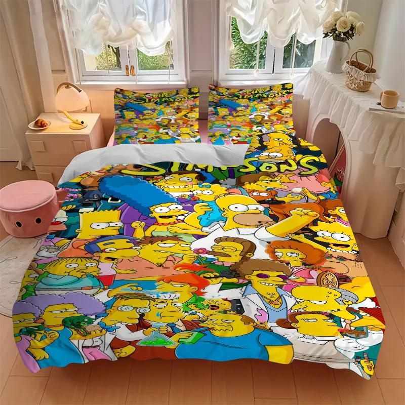 Simpsons Family Print 3Pcs Bedding Setduvet Cover With 2 Bedropillowcase Home Birthday Gift