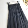 Женская однотонная длинная плиссированная сетчатая юбка с высокой талией, тонкая повседневная модная юбка средней длины