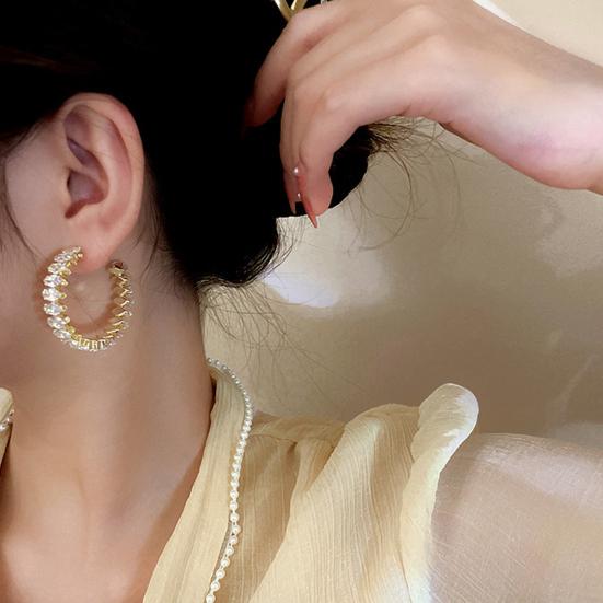 1 пара женских серег-колец с блестящими стразами, круглые роскошные женские серьги для подарка