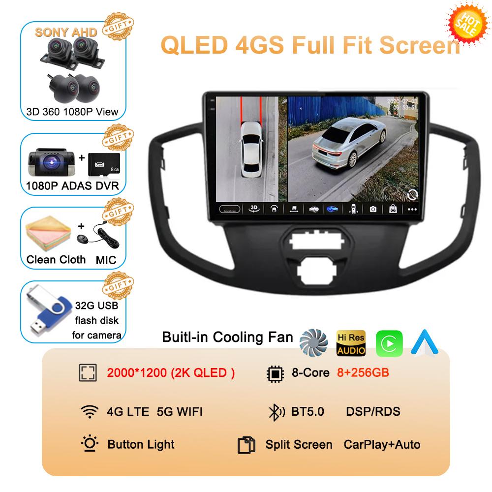 Android 14 Auto Carplay для Ford Transit 2015 - 2018 Автомобильный Радио Мультимедиа Видео Плеер Навигация GPS Стерео 360 Камера WIFI+4G