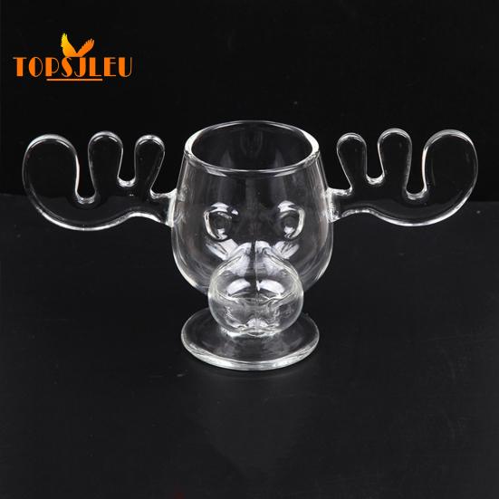 Креативная стеклянная чашка для вина в форме оленя, 235 мл, очаровательный дизайн в форме оленя, украшение для обеденного стола, многоразовая чашка для питья