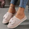 Anzxy Women's Bow-Detail Slip-On Plush Indoor Slippers For Winter