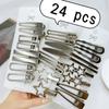 3/24Pcs Silver Y2k Hair Clips for Women Elegant Metal Duckbill Clip Gilrs Hairpins Side Bangs Barrettes Girls Hair Accessories