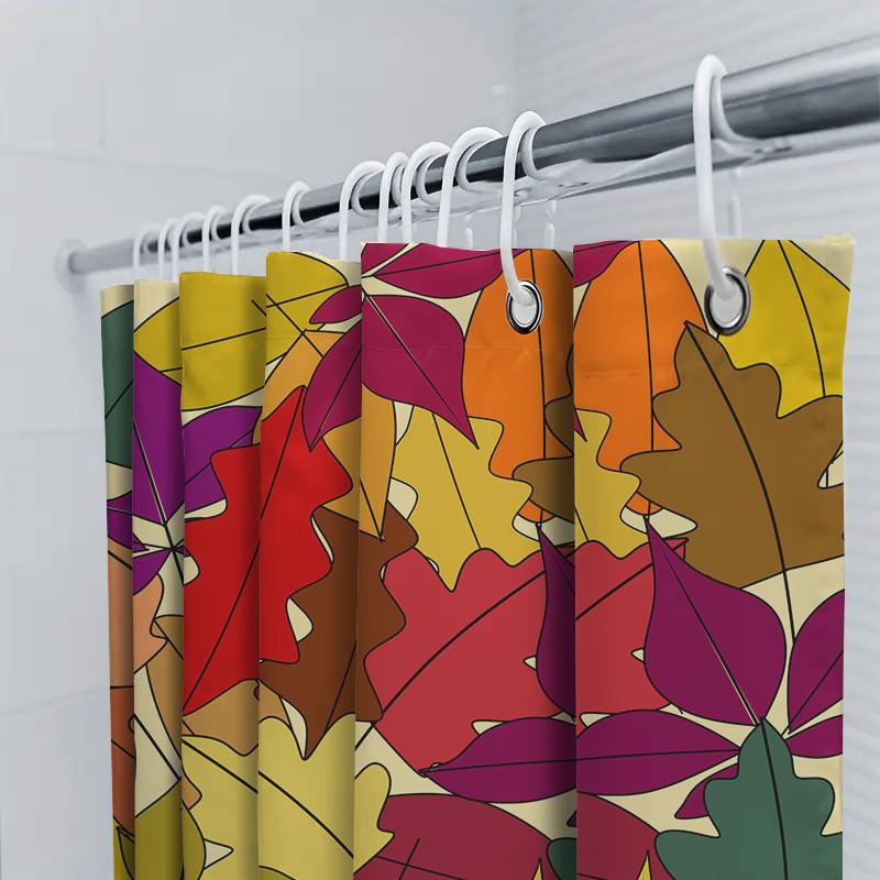 Красочная осенняя листва Занавеска для душа Современный декор для ванной комнаты с водостойкой тканью с 3D-принтом Идеально подходит для осеннего улучшения дома