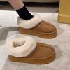 Зимние короткие угги от интернет-знаменитости, утепленные, пушистые, новые, на толстой подошве, теплые, слипоны, хлопковые
