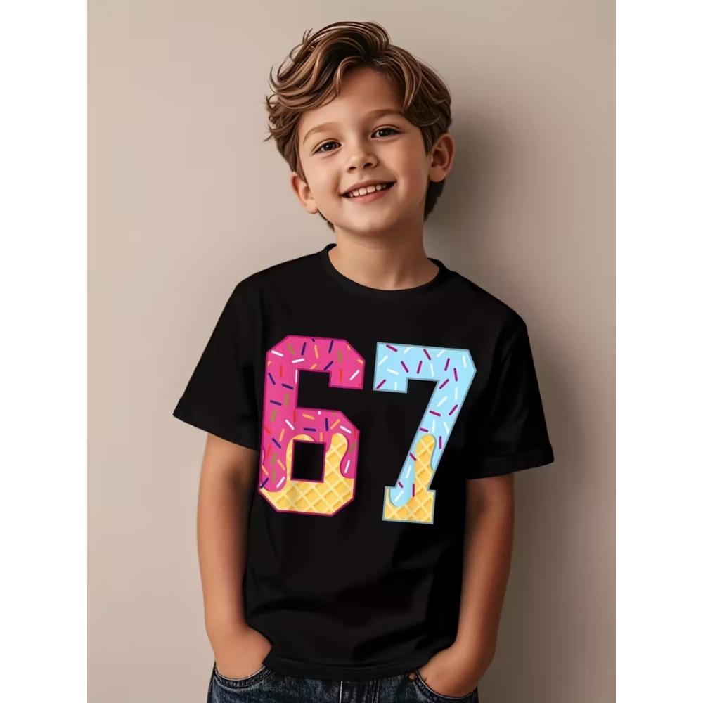 T-shirt fun digital 3D printing summer short sleeved T-shirt loose and comfortable top street fashion children's clothing