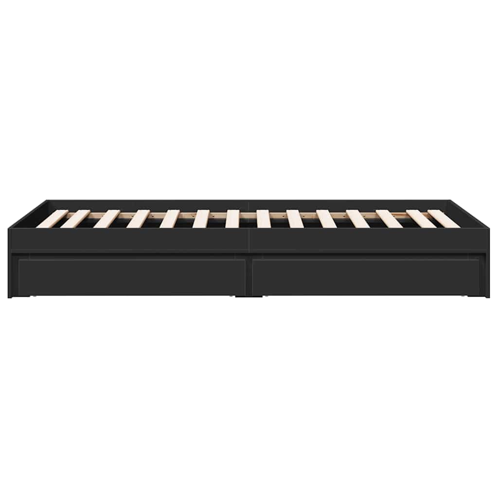Bed Frame with Drawers Black 75x190 cm Particleboard