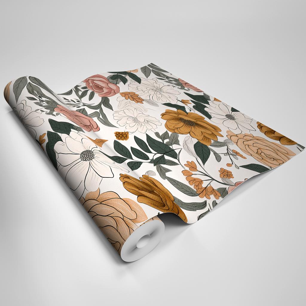 Nordic Style Plant Flower Splicing Wall Sticker Living Room Bedroom Background Wall Self-Adhesive Wallpaper Waterproof And Wear-Resistant Texture