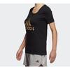Adidas Женская футболка с коротким рукавом с глянцевым буквенным логотипом, черные топы DV3025