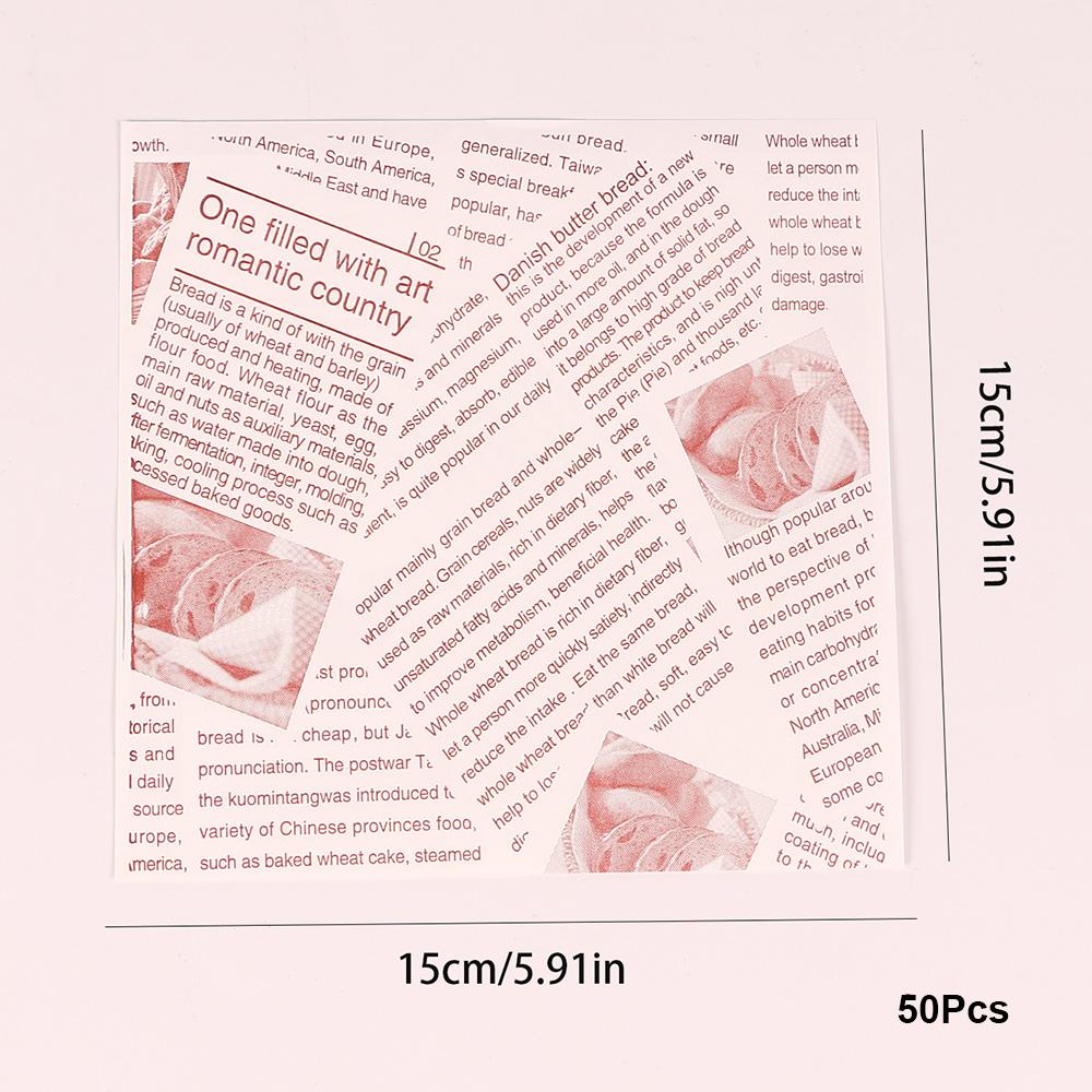 50Pcs Sandwich Wrappers Food Wax Paper Hamburger Fries Bread Baking Oil Paper Wrapping Baking Tools