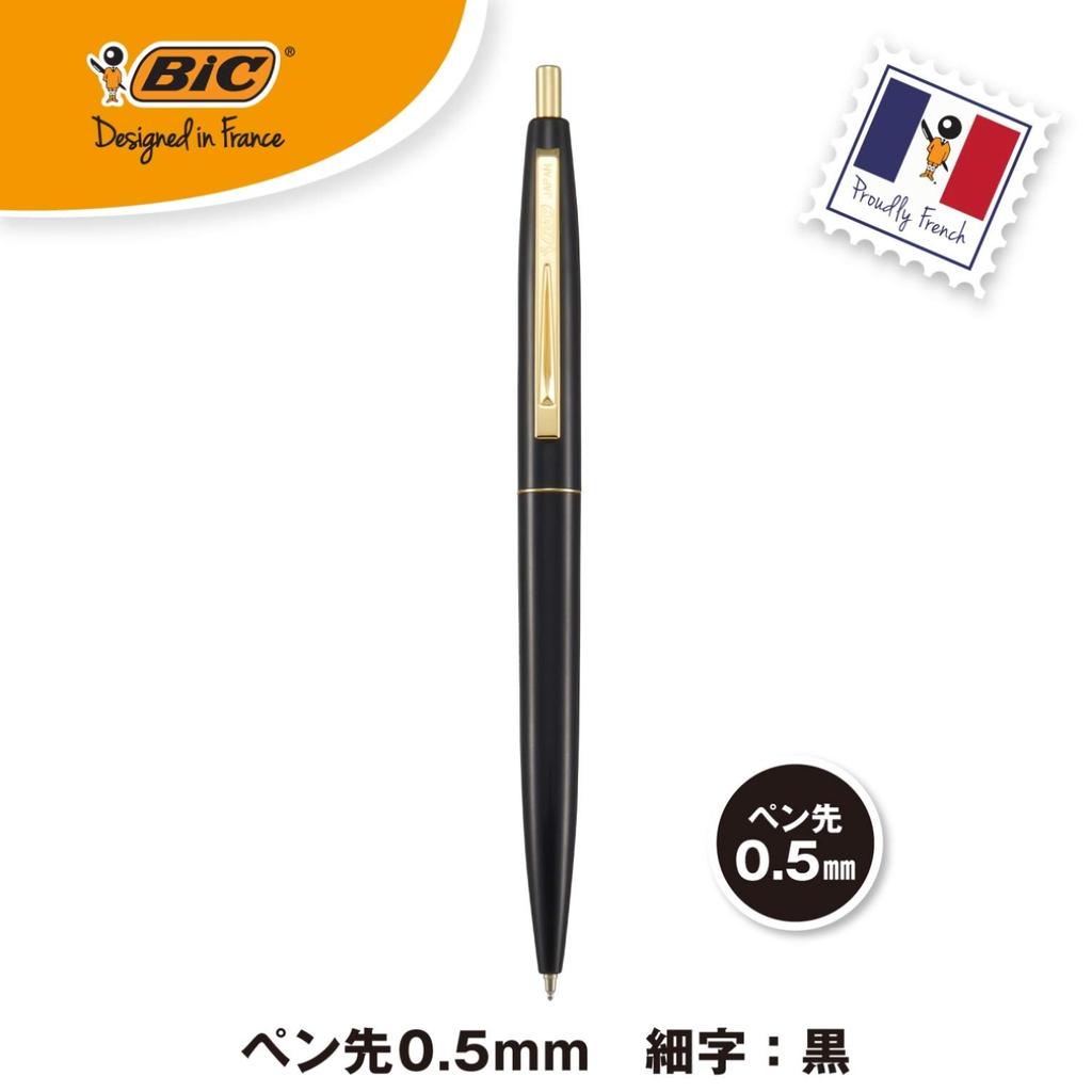 Bic Japan Шариковая ручка с кнопкой Золотая Черная Гладкий Черный Корпус 12 штук CFCGBLK05BLKJ 0.5 На масляной основе