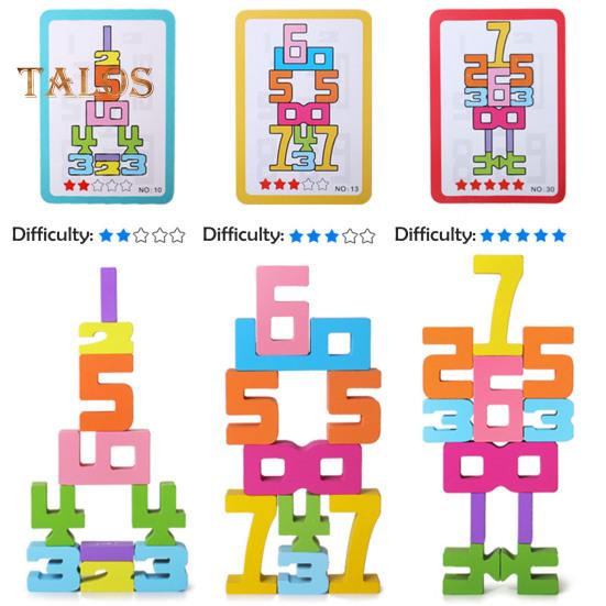 1 набор деревянных конструкторов с цифрами, обучающая цифровая игра-головоломка для мальчиков и девочек, обучение математике, подсчет, красочный конструктор
