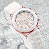 2pcs-Women's Watches Casual Silicone Band Analog Quartz Watch Heart Pearls Jewelry Set(Without Box)