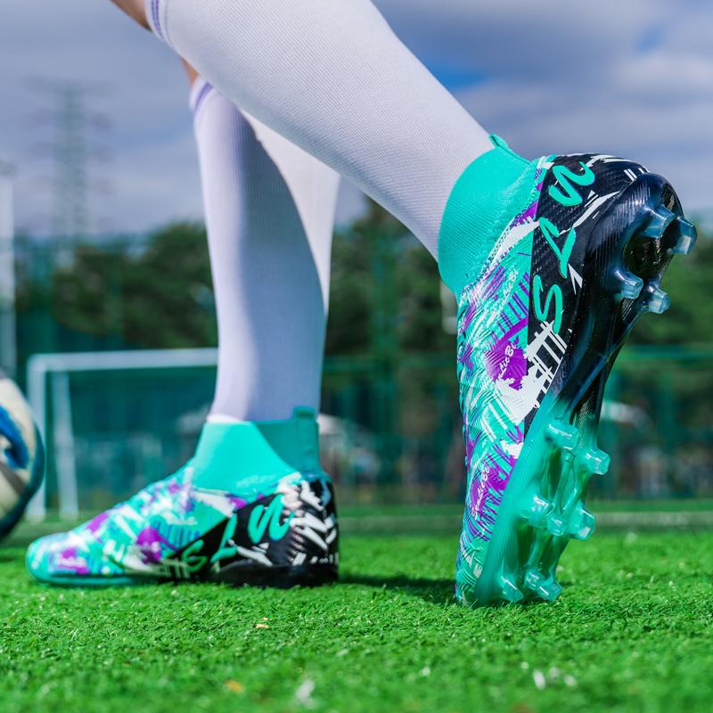 34-46 Мужские бутсы с высоким верхом для футбола, уличные, с длинными шипами, спортивные футбольные бутсы, большой размер, юношеские спортивные детские футбольные бутсы