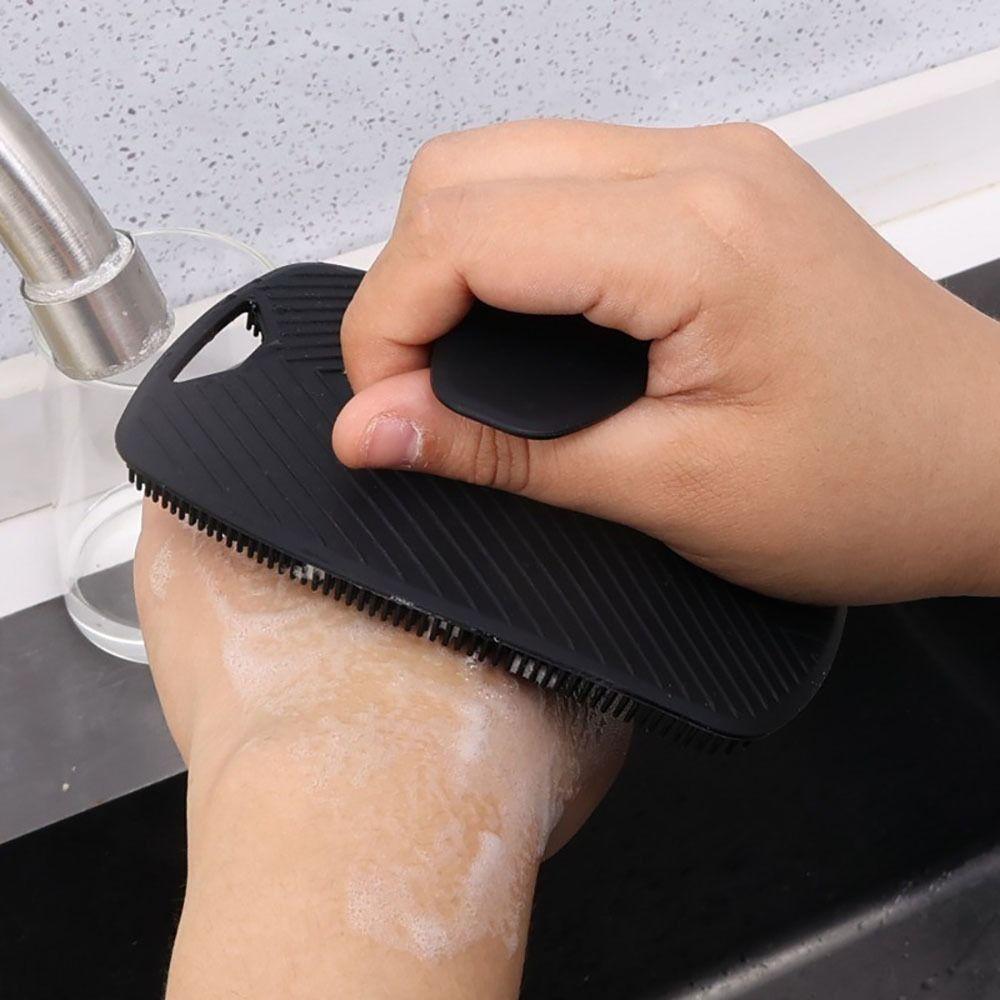 1Pcs Soft Silicone Exfoliating Brush Black Grey Body Cleansing Scrubber  Bath Supplies