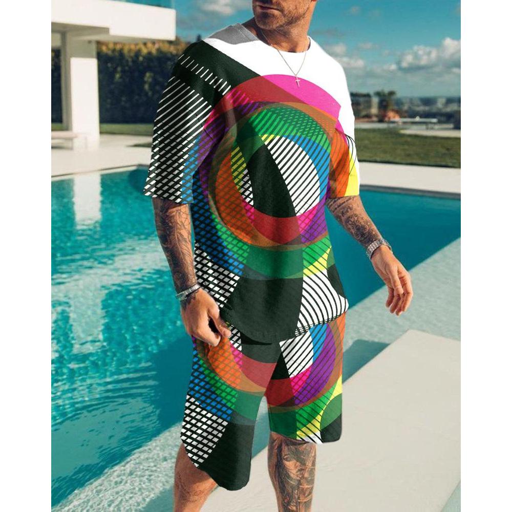 2023 Новый мужской комплект одежды, летний наряд, футболка с 3D-принтом, шорты, 2 предмета, свободный спортивный костюм, повседневный спортивный костюм Love Eagle