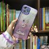 Samsung A73 Glitter Electroplated Silicone Soft Shell Case with Cartoon Rhinestone Rabbit Girl Design for Anti-Fall Protection.